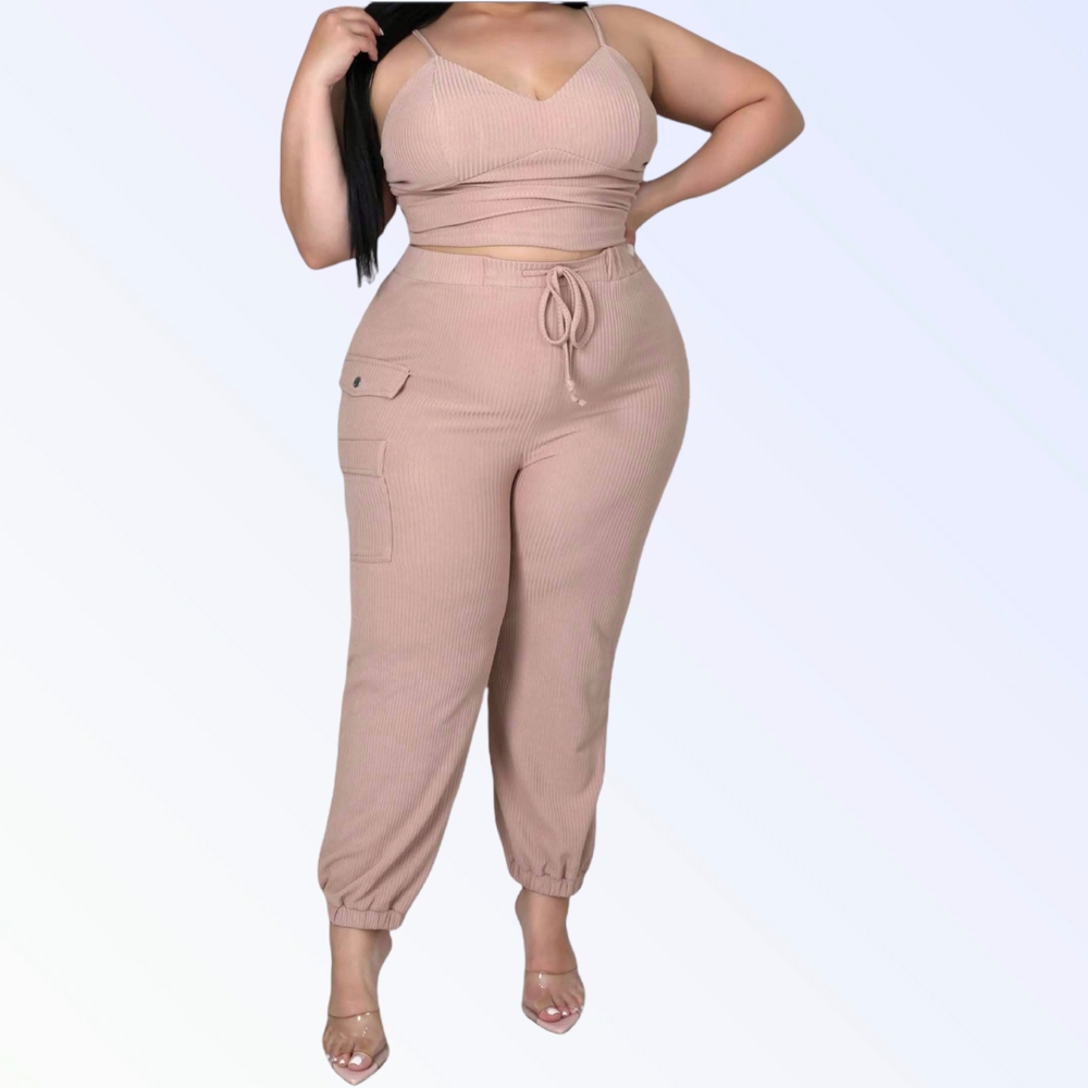 Zenobia Women's Beige Jogger Set